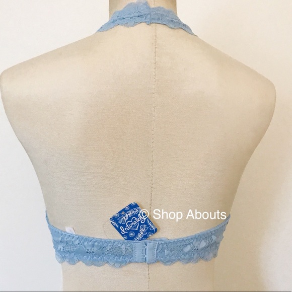 Free People Galloon Lace Halter Bralette Baby Blue - Picture 4 of 8